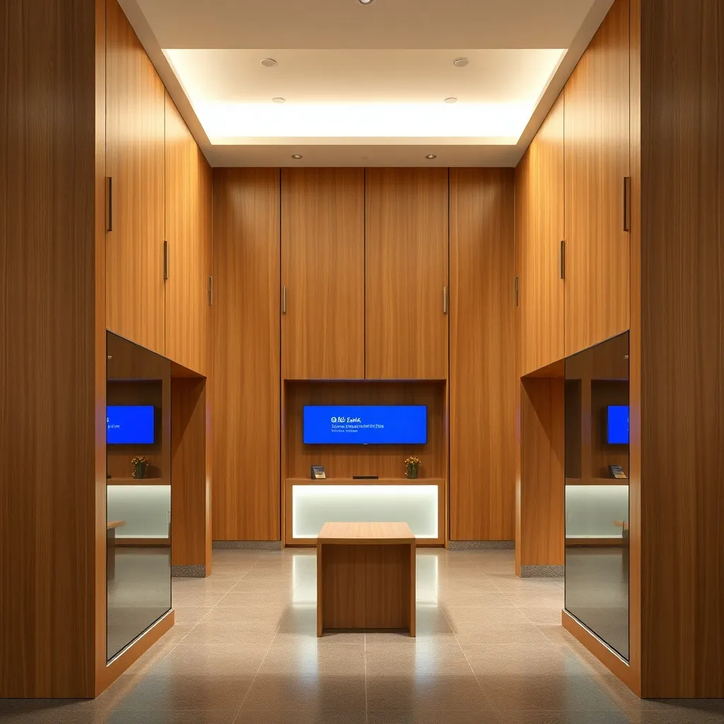A minimalist, high-end bank branch interior in Singapore wit